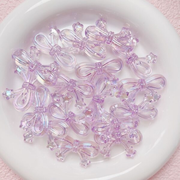 oly-ae12d629b4a5e6e027a39070d431258c Wholesale Stylish Star and Bow Acrylic Loose Beads, Purple UV Plated, DIY Phone Charm Keychain Jewelry Accessory, Boutique Resale