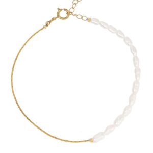 Rice beads half gold bracelet