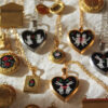 Wholesale Chic Heart Shaped Locket Necklace With Enamel Photo Album Pendant Stainless Steel ElectroplatedTone Love Rabbit Motif Fashion Jewelry Accessory