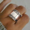Wholesale Bohemian Wide Carved Retro Women S Ring Stylish Silver Alloy Jewelry Accessory For Party Gift And Boutique Resale