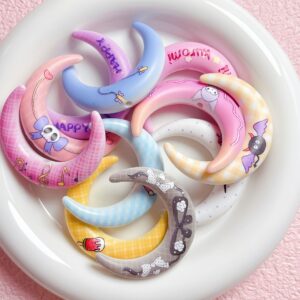 Wholesale Chic Cartoon Moon Printed Acrylic Loose Beads for DIY Phone Charm Car Hanging Craft Boutique Resale OLY Exclusive