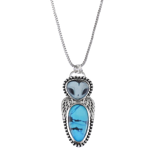 oly-aef1daea93e2c5025662cb1c8b033b10 Wholesale Retro Punk Owl Pendant Necklace Turquoise Inlay Alloy Antique Silver Fashion Accessory Gift