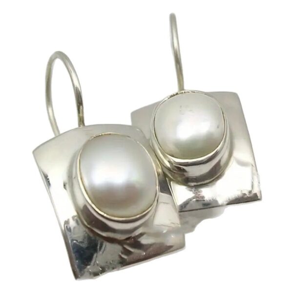 oly-af049573fdccddb20bca994b1b5d5c91 Wholesale Retro Bohemian Silver Pendant Earrings For Women With Oval Gemstone Geometric Design Jewelry Accessory