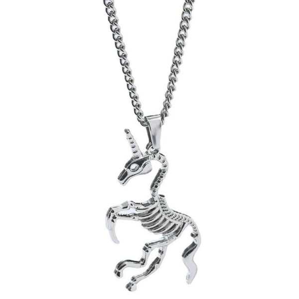 oly-af74027cba2104b7218ad80501c0d749 Wholesale Trendy Simple Unicorn Skeleton Earrings And Necklace Set Ancient Silver Zinc Alloy Hollow Design Fashion Jewelry Accessory For Resale