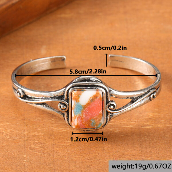 oly-af9f6d8cacb911dd1c55fbdeafa54d1d Wholesale Vintage Square Turquoise Bracelet Silver Tone Metal Stylish Fashion Accessory For Boutique Resale