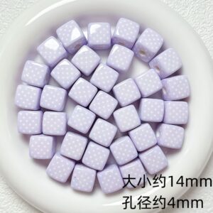 12-purple polka dots / Size is about 14mm, hole diameter is about 4mm