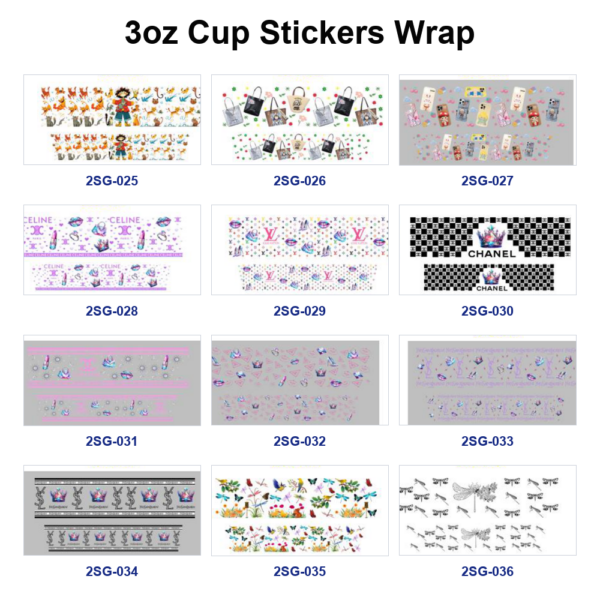 Wholesale 8pcs Handbag Phone Pattern Insect Floral Print 3oz Cup Stickers Wrap OLY Exclusive