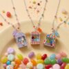 Wholesale Candy Themed Rainbow Circus Tent Beaded Necklace Fairy Tale Style Jewelry Accessory For Gifts