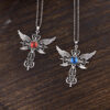 Wholesale Trendy Angel Wing Evil Eye Cross Pendant Necklace Fashion Jewelry Accessory Gift For Boutique Resale
