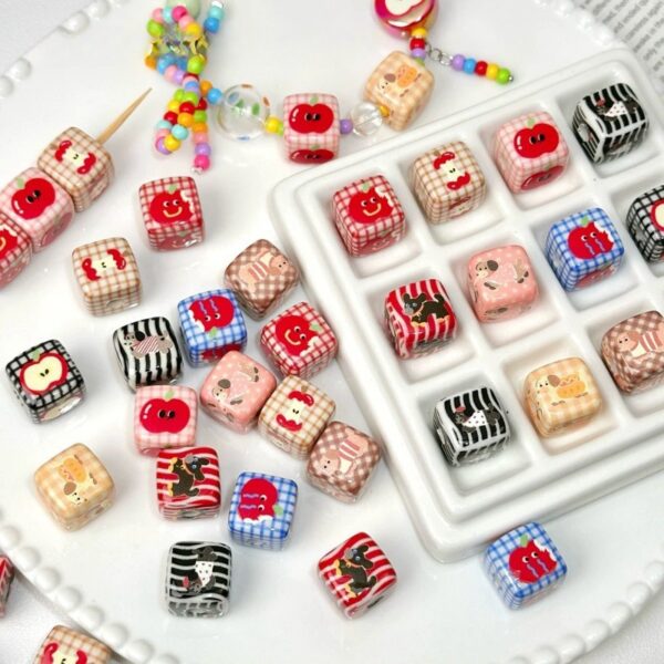 oly-b0300a832db6c3ed62b585232ac187e9 Wholesale Puppy Print Acrylic Square Loose Beads for DIY Bracelet Phone Charm Jewelry Making Craft Supply