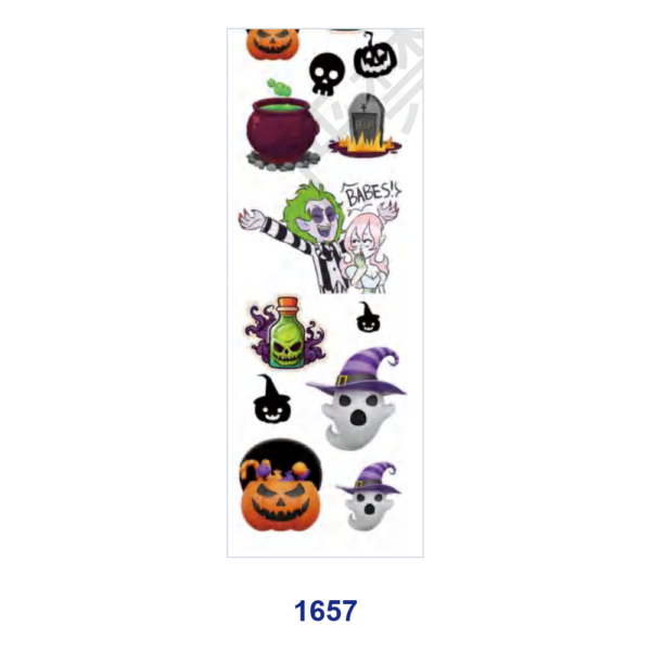 oly-b04b417db1cc3fddb9019077fc8f414f Wholesale 2/8/16pcs Halloween Skeleton Ghost Pumpkin Floral Print Pen and Bookmark Stickers UV DTF Wraps OLY Exclusive