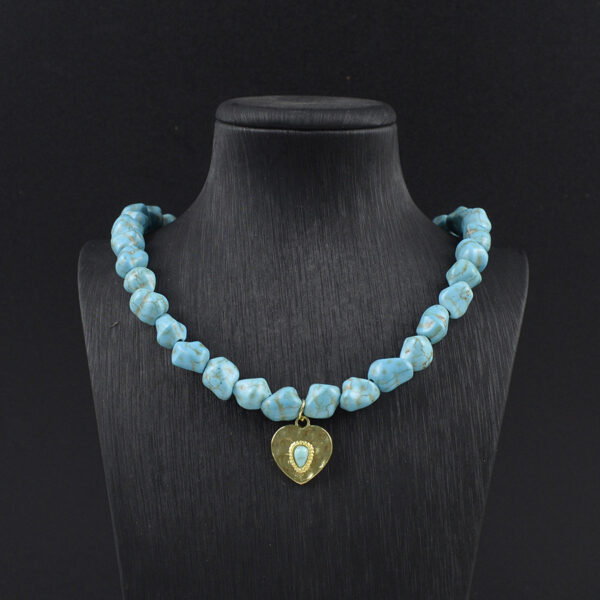 oly-b0e50a53726572a8def4d6637cace9ea Wholesale Bohemian Turquoise Heart Pendant Necklace Retro Zinc Alloy Fashion Jewelry Accessory For Women