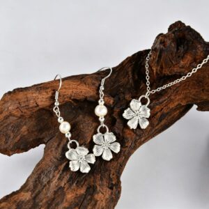 Wild Cherry Blossom Droplet Earrings and Necklace Set