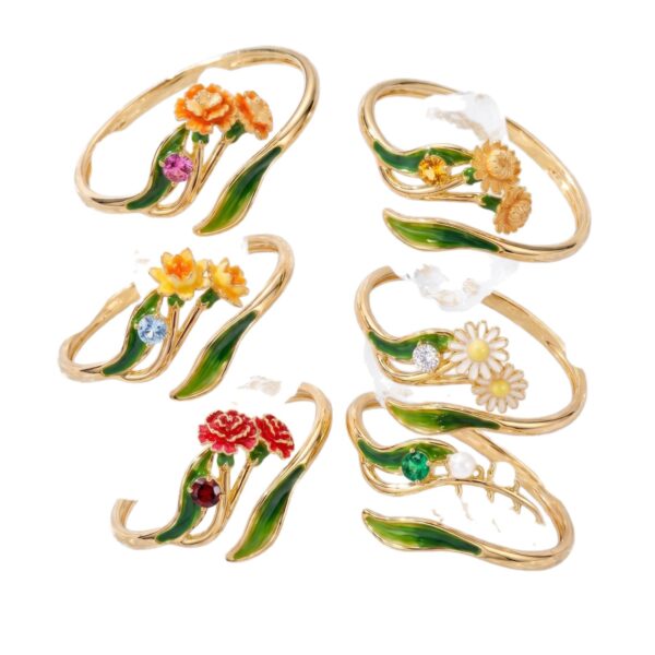 Wholesale Tulip Flower Open Ring Forest Copper Electroplated Fashion Jewelry Gift For Women