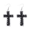 Wholesale Zinc Alloy Hip Hop Cross Jewelry Set Black Lava Texture Necklace And Earrings For Women Stylish Party Gift