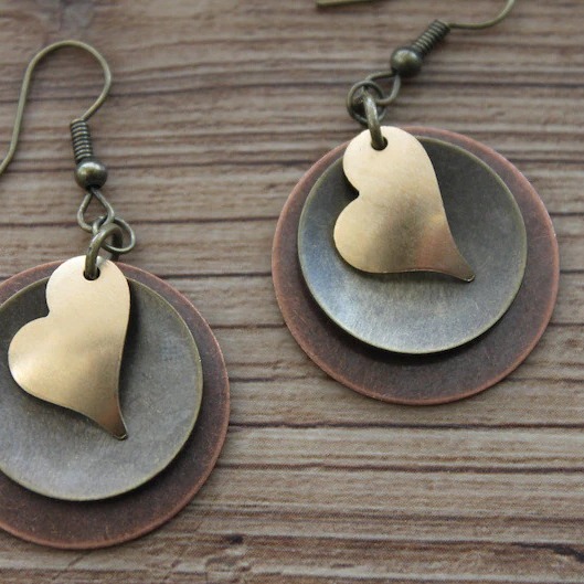 oly-b215dd6d854687a4da566714264564ca Wholesale Retro Bohemian Multi Layer Heart Pendant Earrings Alloy Jewelry Accessory Trendy Gift For Women
