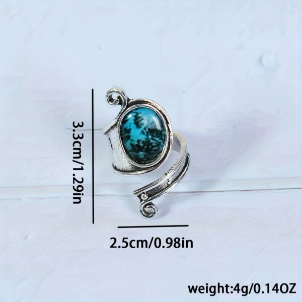 oly-b26db8ca312389fd2e61b77bb0f4f0b8 Wholesale Bohemian Vintage Turquoise Open Ring Stylish Silver Tone Adjustable Women S Jewelry Gift For Party Boutique Resale