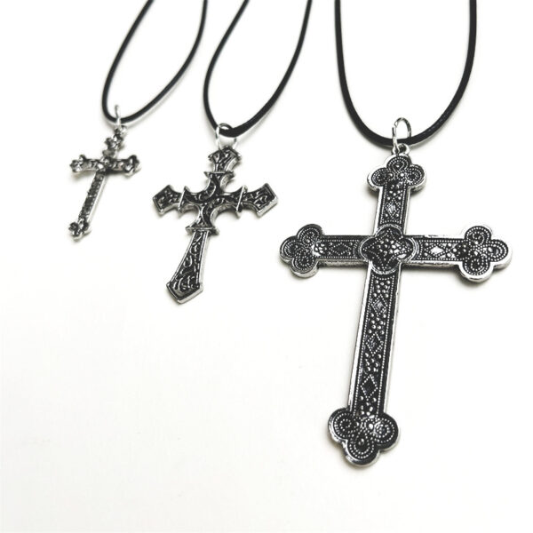 oly-b30c203917a6f714f891abe93329a94e Wholesale Retro Geometric Cross Pendant Necklace Alloy Wax Rope Chain Chic Jewelry Accessory