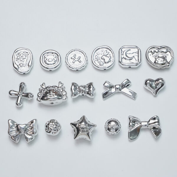 oly-b38a4eb3f32201c6ebcc96f8cf764601 Wholesale Silver Tone UV Plated Acrylic Cross Star Heart Beads Vintage Punk DIY Bracelet Jewelry Making Accessory Gift