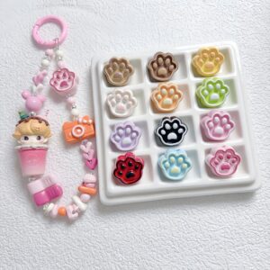 Wholesale Acrylic Cat Paw Loose Beads with Baking Paint Finish DIY Phone Charm and Bag Decor Accessories