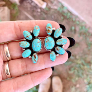 Wholesale Bohemian Vintage Geometric Flower Turquoise Earrings Chic Jewelry Accessory For Boutique Resale