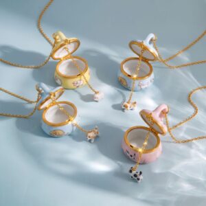 Wholesale Double Layer Cake Locket Necklace With Hidden Girl Pendant Colorful Trendy Jewelry Gift For Girls