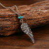 oly-b41be9dcf8a5aef26d6190139ab18471 Wholesale Vintage Distressed Angel Wing Pendant Necklace With Green Gemstone Fashion Jewelry Accessory Gift For Women Boutique Resale