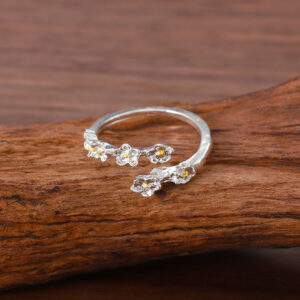 Small flower ancient silver one piece / Opening adjustable