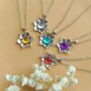 Wholesale Electroplated Zinc Alloy Retro Flower Necklace Earring Set Purple Jewelry Accessory For Boutique Resale