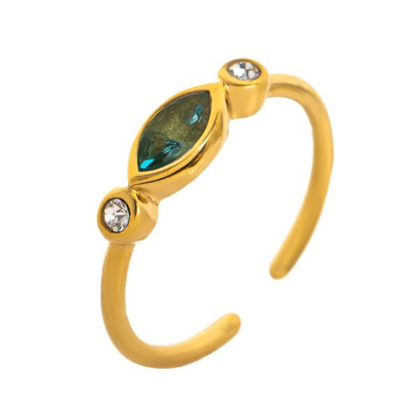 Wholesale Titanium Steel Electroplated Ring Marquise Cut Colored Zircon December Birthstone Jewelry Accessory