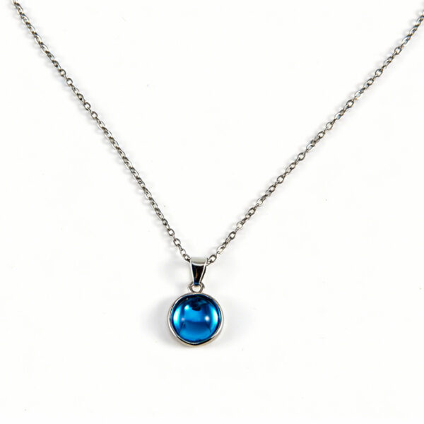 oly-b4bb67aa4842c1d8970839e72f358308 Wholesale Trendy Sapphire Blue Geometric Pendant Necklace Electroplated Zinc Alloy Boutique Resale