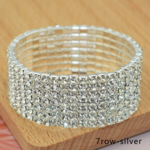7 rows silver white diamond