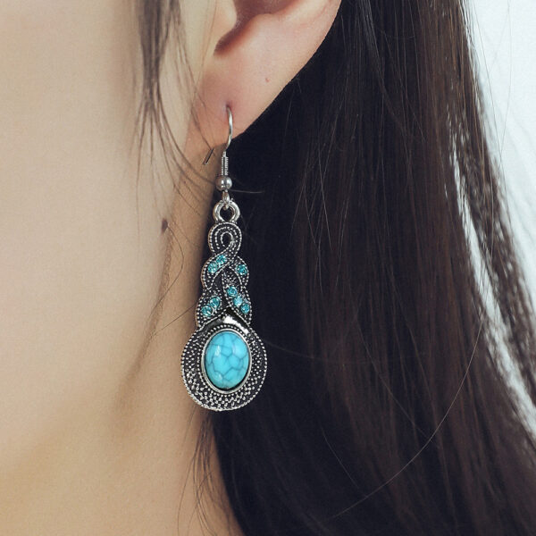 oly-b502f90387795b806cd267981885f634 Wholesale Vintage Turquoise Pendant Necklace Earring Set Zinc Alloy Geometric Jewelry Set Boutique Resale Party Accessory