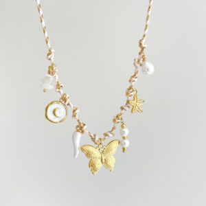 Butterfly white rope necklace