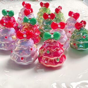 oly-b5c0fe44fd292c4b12124b836d0ac8b0 Wholesale Stylish Acrylic Christmas Tree Beads, UV Plated Green, DIY Accessory for Phone Charm and Bag Decoration