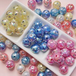 Wholesale 16mm Acrylic UV Plated Diamond Loose Beads for DIY Necklace Bracelet Phone Charm, Fashion Accessory