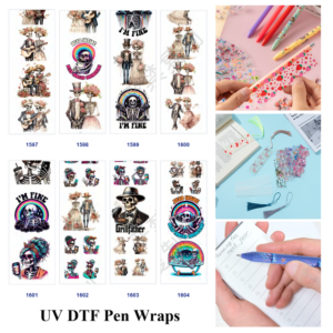 Wholesale 2/8/16pcs Funny Skeleton Couple Rainbow Quote Print Pen and Bookmark Stickers UV DTF Wraps OLY Exclusive
