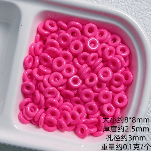 Wholesale Acrylic Donut Spacer Beads Pink Baking Paint Finish DIY Jewelry Phone Chain Accessory