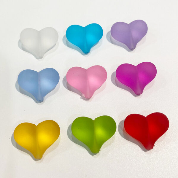 oly-b6af0c093d11f602d8f4c74293b01760 Wholesale Mixed Color Acrylic Heart Loose Beads Rubber Coated DIY Kit for Bracelet Phone Chain Bag Charm Fashion Accessory