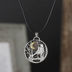 oly-b6b369c1498bbb8d1371d0bfa7039bfb Wholesale Retro Crow Moon Forest Necklace Ancient Silver Fashion Accessory Gift For Women Boutique