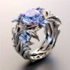 oly-b71adee14ecf4dc97a7254a95d48d044 Wholesale Electroplated Zinc Alloy Silver Tone Iris Flower Enamel Ring With Colorful Zircon Stylish Fashion Accessory For Boutique Resale