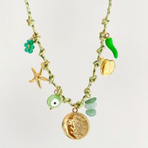 Sun light green rope necklace