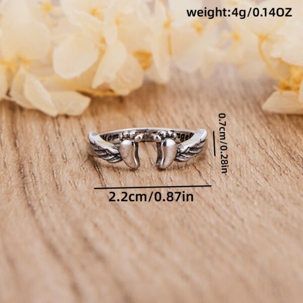 oly-b756d4847cef9577c2f514022b6a17f6 Wholesale Retro Style Footprint Wings Adjustable Ring For Women Trendy Jewelry Gift For Mom
