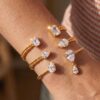 Wholesale Trendy Stainless Steel Open Twisted Bangle Bracelet With Geometric Zircon Versatile Fashion Jewelry Accessory For Commuting And Gift Giving