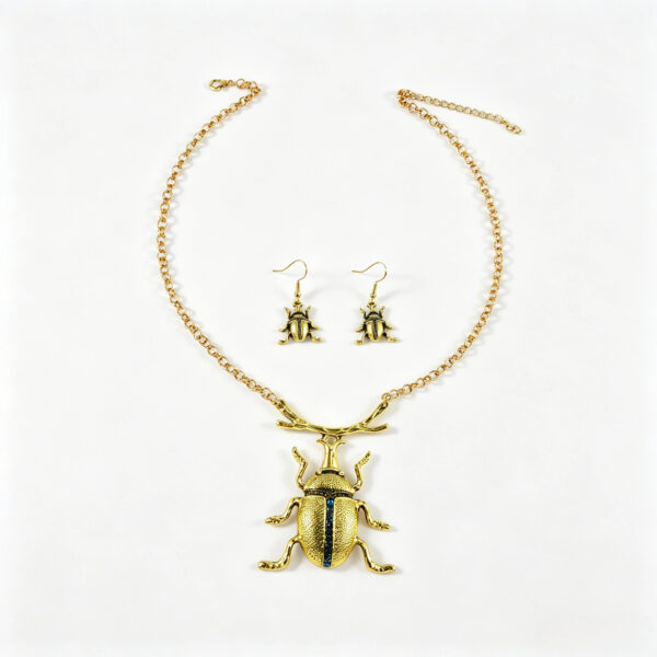 oly-b7b3ccd69ac094a3f306c097632d4636 Wholesale Vintage Bohemian Style Beetle Earring Necklace Set Zinc Alloy Jewelry With Gold Plating Fashion Accessory For Party Or Gift