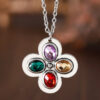 oly-b7b87fc217ab9a607b76e4c9ccf56a28 Wholesale Retro Ethnic Lucky Clover Pendant Necklace Zinc Alloy Ancient Silver Finish Colorful Zircon Jewelry Fashion Accessory For Boutique Resale