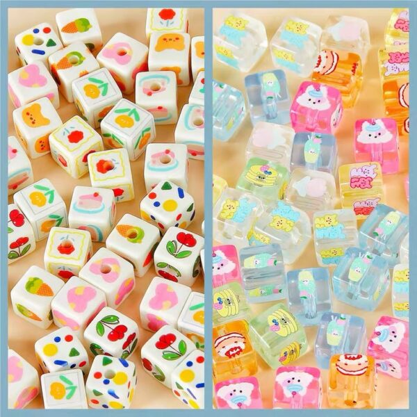 oly-b7cdb7495de2b7239214ef9a74f8fac8 Wholesale 10pcs Cartoon Print Acrylic Square Beads for DIY Jewelry Making, Fashion Craft Accessory, Boutique Resale
