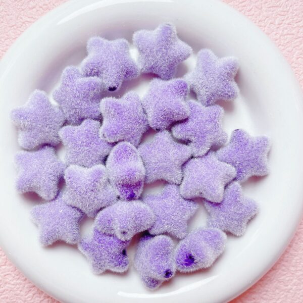oly-b86b69b6075f6a944b4c2869e15e29fb Wholesale Fluffy Flocked Five Pointed Star Beads Acrylic Loose Beads for DIY Phone Charm Keychain Craft Supply