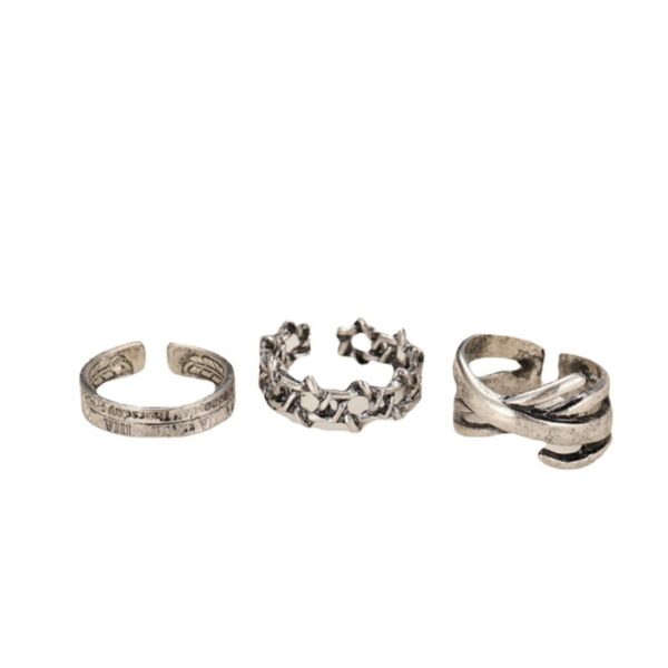 oly-b8a1a5cf81bc2f34ebab48dac97ba1af Wholesale Women S 3 Piece Vintage Hexagram Roman Numerals Open Ring Set Retro Hip Hop Midi Rings Gift Boutique Alloy Jewelry Accessory