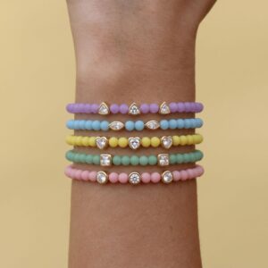 oly-b8b06a6a153f2ea828eddd08ae3af9ed Wholesale Geometric Zircon Elastic Bracelet Colorful Matte Unisex Jewelry Accessory Gift For Everyday Wear And Boutique Resale